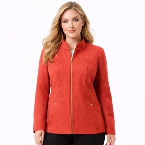 Laura Plus Petites Red Wool Blend Zip Jacket Size 14 NWT